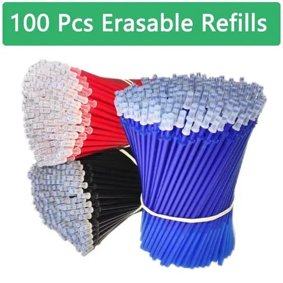 100Pcs/set Kawaii Apagável Canetas Apagáveis Recarga Esboço De Caneta Gel Papelaria Para Material Escolar Notebook Lápis Infantil Bonito