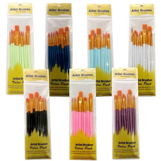 10 Pincéis Plásticos Para Pintura A Óleo De Poste , Acrílicos De Lã De nylon , Ferramentas De , Suprimentos De Arte