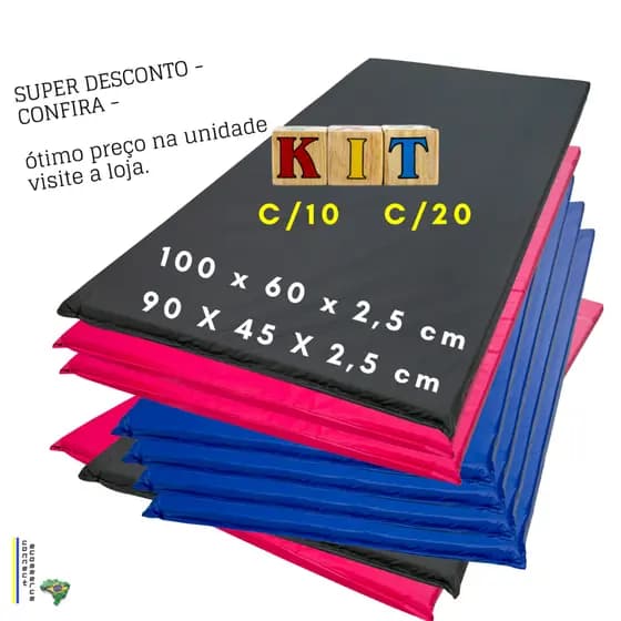 kit colchonete,100x60x3, (2,5cm)90x45x2,5, 90x40x2cm, academia, exercícios, fitness,creches,escolas.
