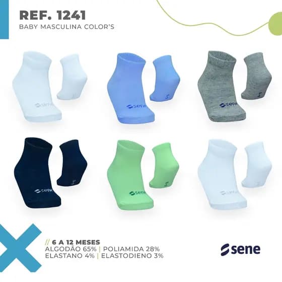 Meias Para Bebe 6 A 12 Meses Algodão Masculina Colorida