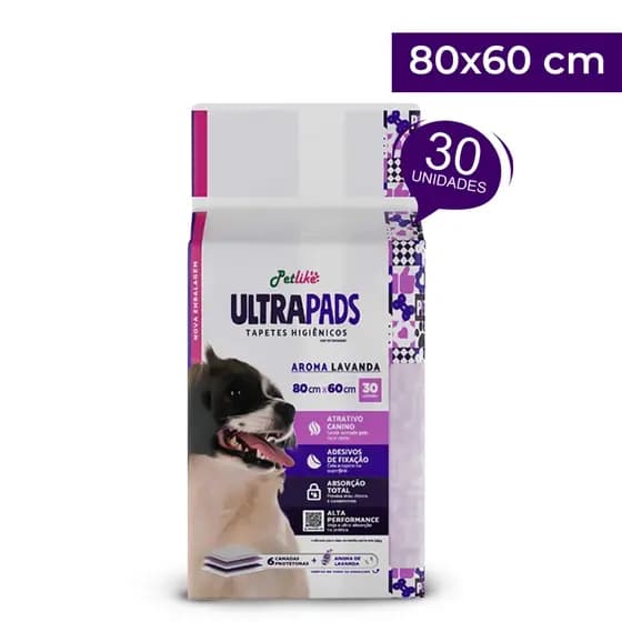 Tapete Higiênico Ultra Pads 80x60cm Aroma Lavanda Com 30un