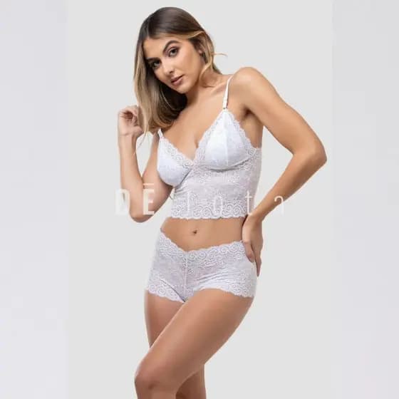 Conjunto Espera Marido em Renda – Cropped + Calcinha com Toque Sensual e Conforto Perfeito