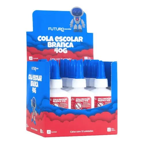 Cola Branca Líquida Lavável Escolar Artesanato 40g Kit 12 Unidades