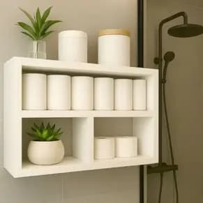 Nicho com Prateleira de MDF branco para Banheiro e Organização