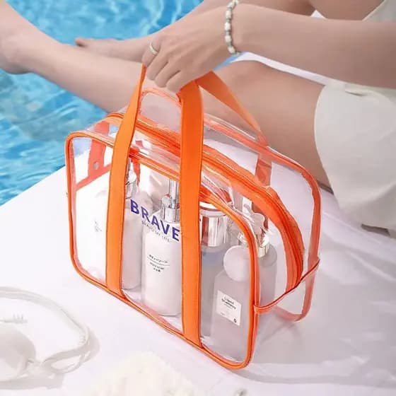 Sacola Transparente Bolsa PVC Jumbo Praia Presidio Maternidade Reforçado Cristal 20018