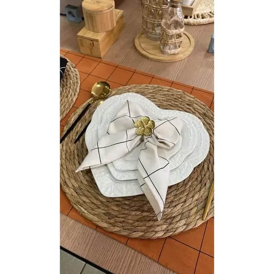 Kit 6 Guardanapos de Pano Estampado Grid Varias Cores Mesa Posta
