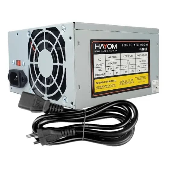 Fonte 200W REAL Hayom ATX Computador PC Desktop Bivolt 100v 220v Chaveada NOVA Barata Garantia