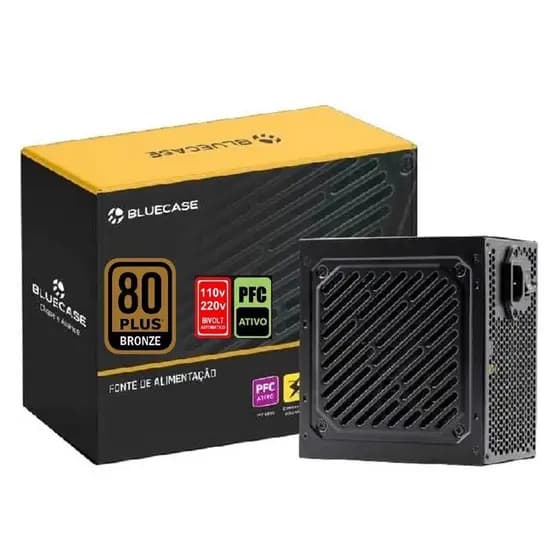 Fonte Gamer Bluecase 400W 80 Plus Bronze PFC Ativo Full Range Bivolt automático PCI-e 8 PINOS 6+2