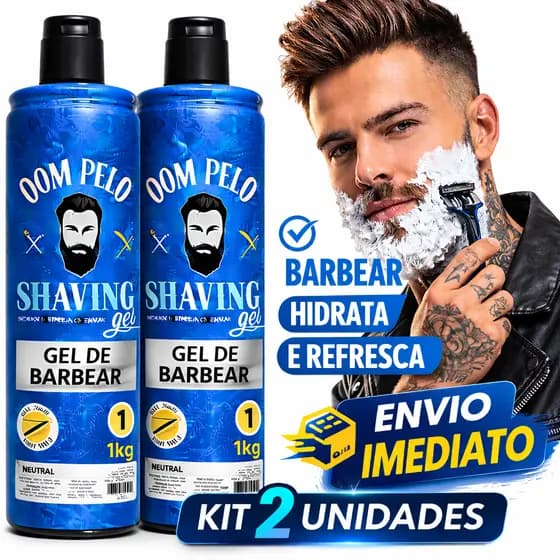 Kit 2 Shaving Dom Pelo Profissional 1 Litro Pronta Entrega Envio Imediato barbearia gel barbear
