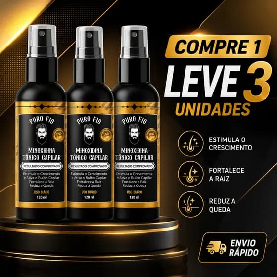 Kit 3X Tônico Capilar Pro Barber MinoxDNA Puro Fio Spray 120ml Crescimento Barba Cabelo 3 meses