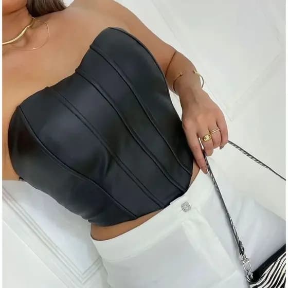 Cropped corset feminino Cropped courino