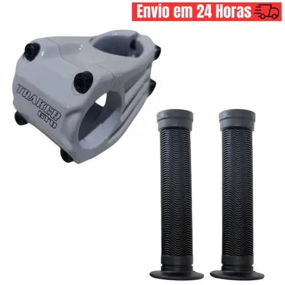Mesa Avanço Suporte Guidão 31.8mm 45mm Mtb Bike Ahead Set Branca + Manopla GiosBmx Freeride DH Punho Giosbr 150mm (CORES)
