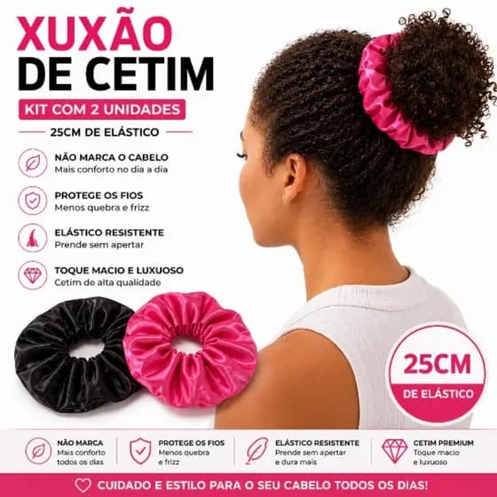kit 2 Xuxão De Cetim Coque Rabo De Cavalo Xuxão Cabelo volumosos