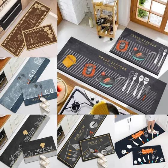 Kit Tapete Jogo Passadeira Belga Antiderrapante 02 Pçs Para Cozinha