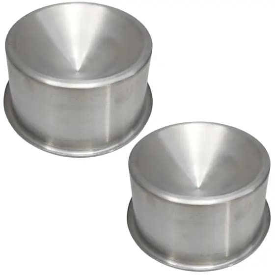 Kit 2 Comedouro Alumínio Polido Alto Elevado Ergonômico Para Gatos 250ML