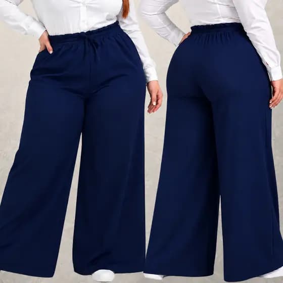 Calça Premium Plus Size Calça Pantalona Plus size Cintura Alta Calça Preta Basica Calça Wide Leg Feminina Calsa Plus Siz