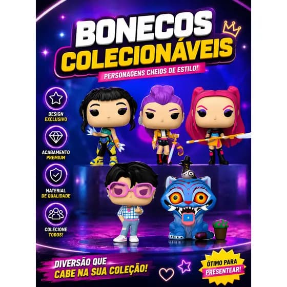 Demon Hunters Huntrix Boneco Colecionável c/ Caixa Personalizada - Rumi, Mira, Zoey