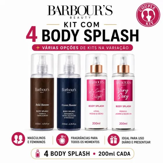 Kit 4 Body Splash Barbours Beauty Feminino