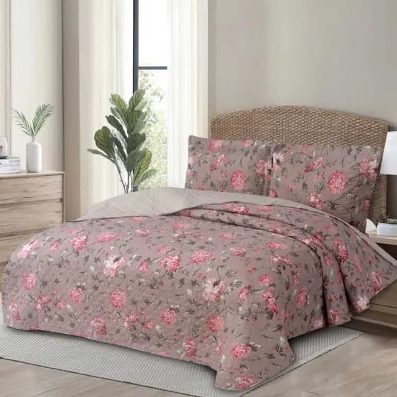 Kit Cobre Leito Casal 3 Peças Estampado Colcha Dupla Face Matelado Premium