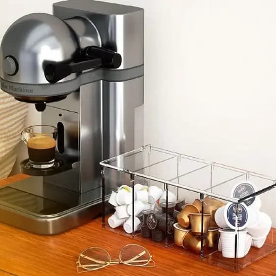 Porta Capsulas Café Organizador Dolce Gusto Nescafé Três Corações com Divisórias em Acrílico Premium