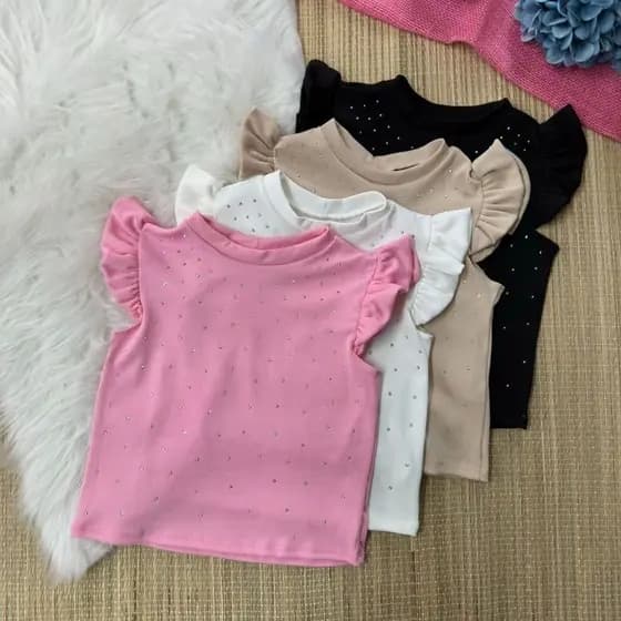 BLUSA INFANTIL MENINAS MALHA CANELADA MODA BLOGUEIRINHAS