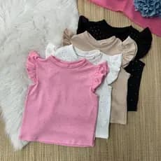 BLUSA INFANTIL MENINAS MALHA CANELADA MODA BLOGUEIRINHAS