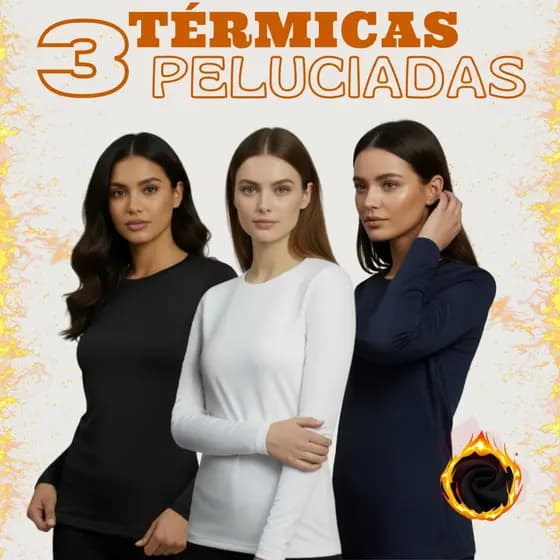 Kit 3 Blusas Térmicas Femininas Peluciadas Manga Longa Ideais Para Frio e Inverno