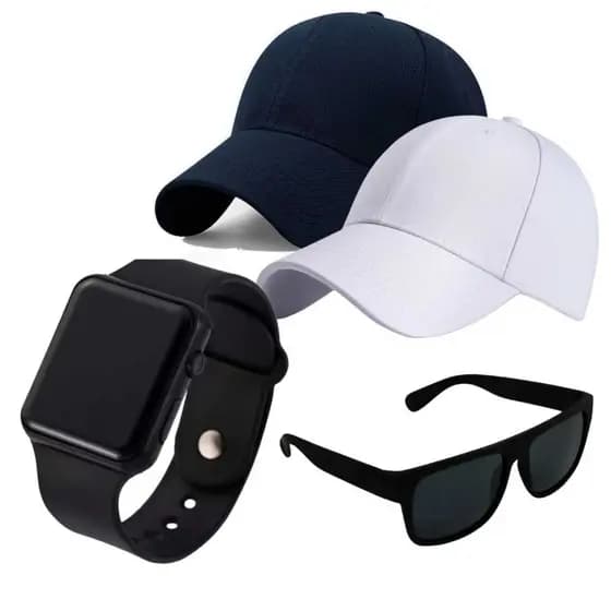 Kit Masculino Relógio Digital + Boné Masculino Liso + Óculos Premium Promoção Black Friday