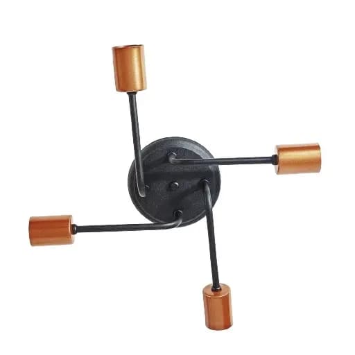 Luminária Lustre de teto Para Sala Quarto Cozinha plafon aranha sputnik para 4 lâmpadas Preto Cobre.