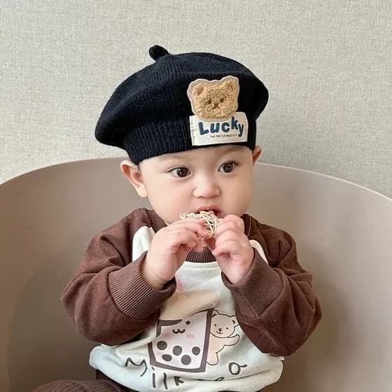 Outono Bebê Doce Cor Versátil Boina De Malha Infantil Elegante Casual Chapéu Pintor