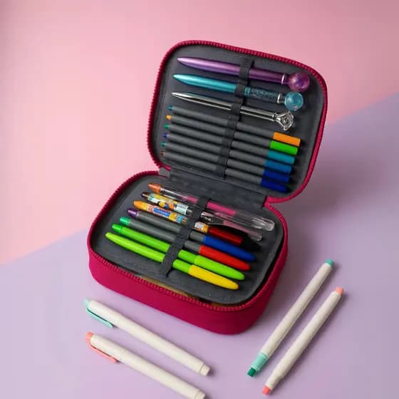 Estojo Box Escolar Yepp Nylon 2 Compartimentos Liso Necessarie