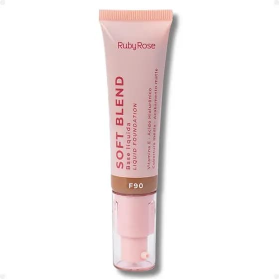 Base Líquida Ruby Rose Rosa Soft Blend F90 Média Cobertura 30g Hb-M301-9