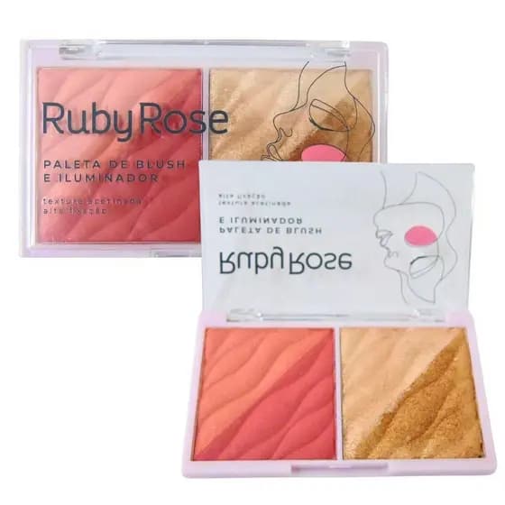 PALETA DE BLUSH E ILUMINADOR RUBY ROSE PASSION 11,4G