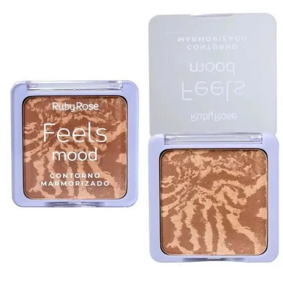 Paleta de Bronzer Blush e Iluminador Ruby Rose Feels Mood 14.9g Hb-7528