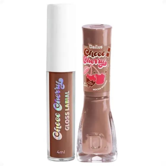 Kit Dailus Choco Cherry Mocha Mousse: Gloss Labial 4ml e Esmalte Cremoso 8ml