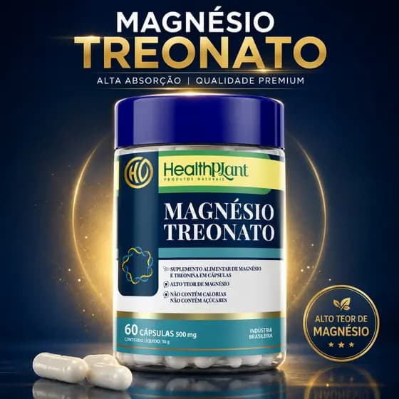 Magnésio Treonato – 60 Cápsulas – Suplemento Mineral Premium – Uso Diário