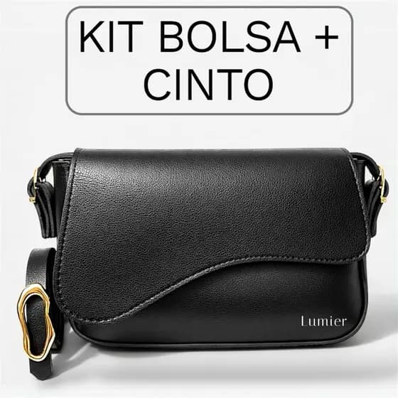 Kit Cinto Femenino + Bolsa Feminina Baguete Mão e Ombro.