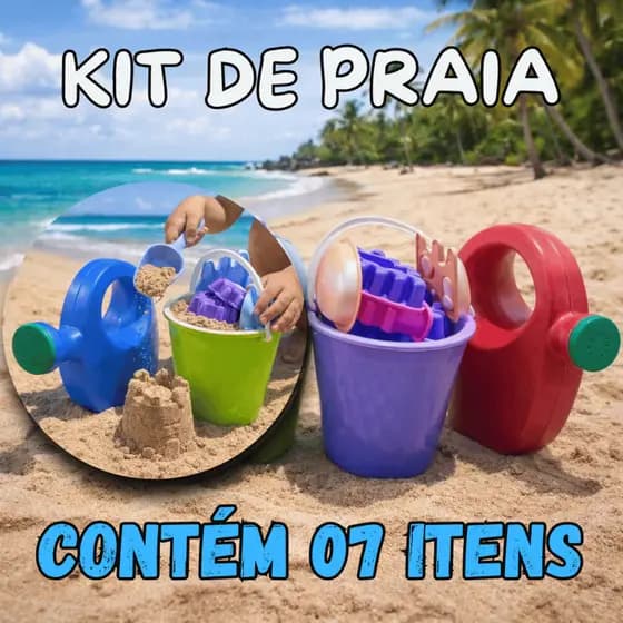 Baldinho de Praia Kit Infantil Completo Castelinho Areia Para Crianças