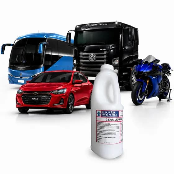 Cera Líquida Automotiva 2L Santa Monica Diluição 1:25 Rende 50L Brilho Intenso