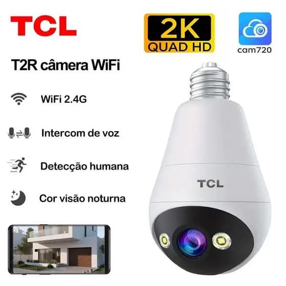 TCL T2R-U 2K QHD Câmera De Segurança Sem Fio Wifi Vigilância Visão Noturna Detecção De Movimento