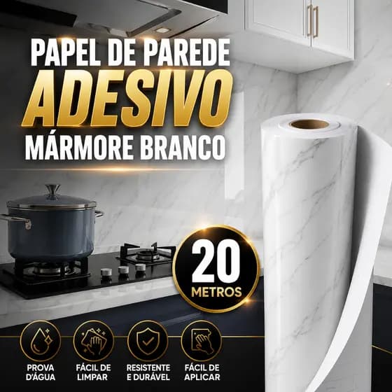 Papel Parede Adesivo Mármore 3D Branco 5M/10M/15/20M impermeável Autocolante Cozinha Sala Azulejo