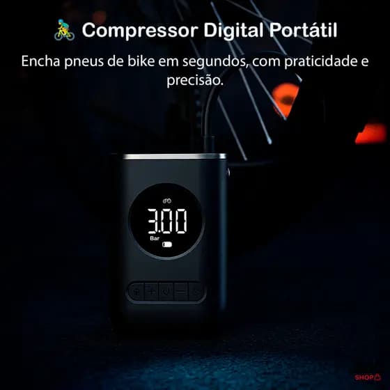 Inflador Elétrico Bomba Portátil Compressor De Ar Digital Recarregável Usb Bico