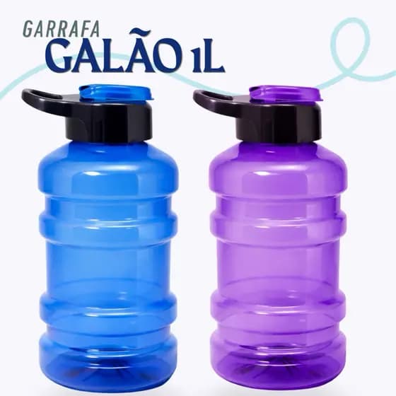 Garrafa Galão Redondo Tampa Flip C/ Alça 1 Litro