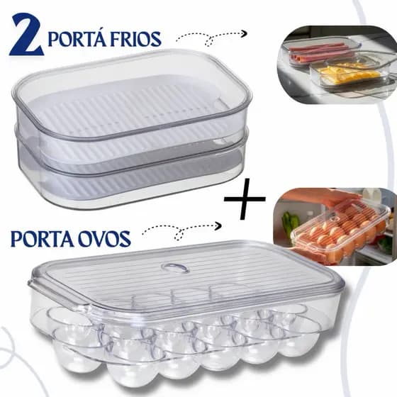 Kit de Porta Ovos + Porta Frios | Alta Qualidade, Visual Limpo e Elegante