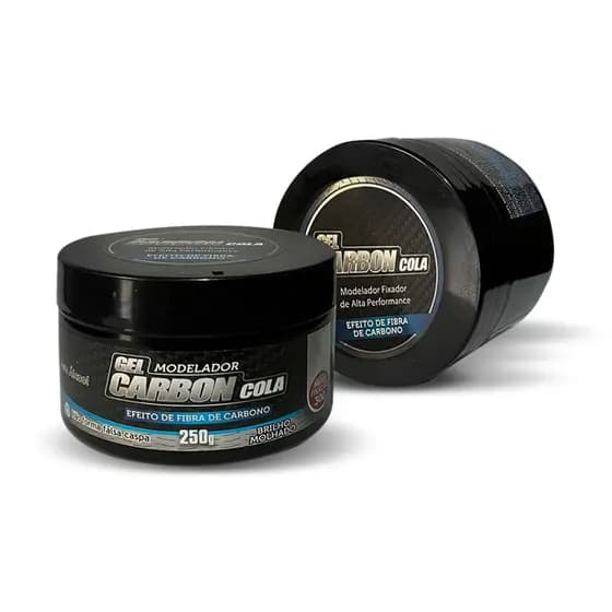 Kit Com 2 Gel Modelador Profissional Super Fização Carbon Cola 250G Azul Brilho Molhado