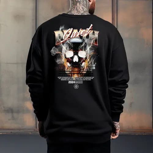 Moletom Gola Redonda Careca Tecido Em Algodão Estampado Caveira