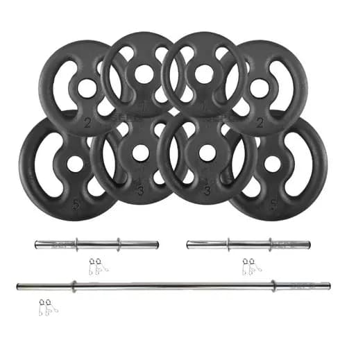 Kit 22 Kg Anilhas E Barras De Supino E Halteres