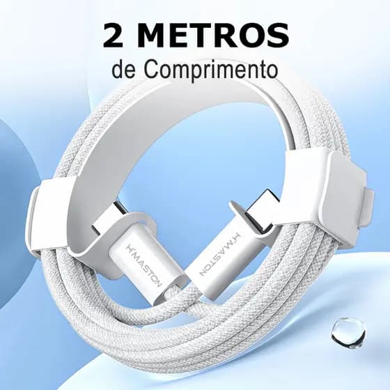 Cabo de Carregador 60W Tipo C Para Tipo C USB-C 2 Metros