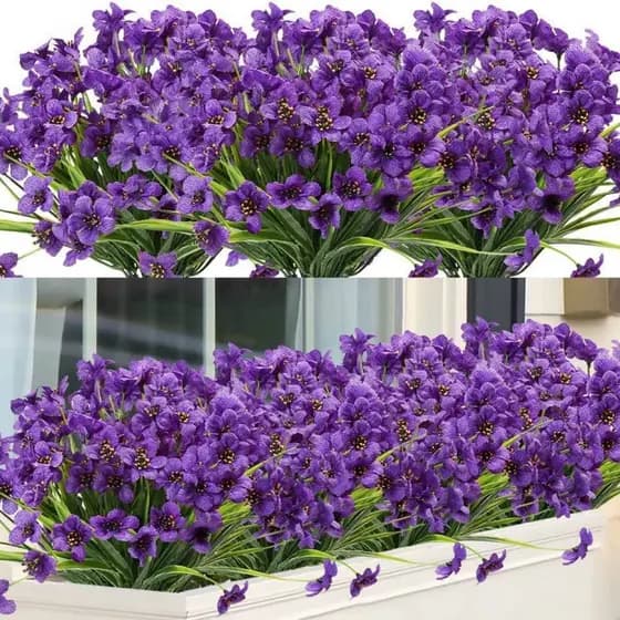 Flor artificial artificial violeta de cinco pontas flor artificial decoração ao ar livre flor de plástico