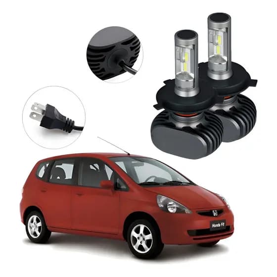 Kit Lâmpada Ultraled Farol Alto E Baixo Honda Fit 2005 2006 H4 Prateado Branco-frio